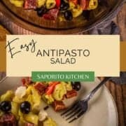 antipasto salad in a bowl and on a plate