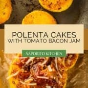 polenta cakes cooking in a pan