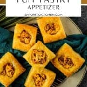 goat cheese and sundried tomato mixture in puff pastry squares