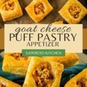 puff pastry squares filled with sundried tomato goat cheese mixture