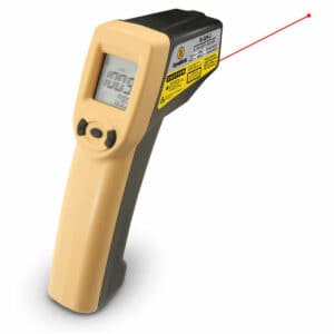 yellow and black infrared thermometer.
